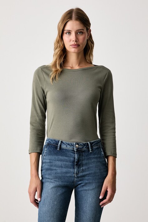 United Colors of Benetton Блуза с дълги ръкави дамска от памук зелена 3GA8D10C4