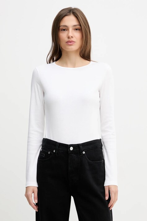 United Colors of Benetton longsleeve bawełniany kolor biały 3GA8D10CF