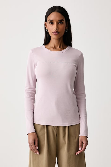 United Colors of Benetton Блуза с дълги ръкави дамска от памук розова 3GA8E16G0
