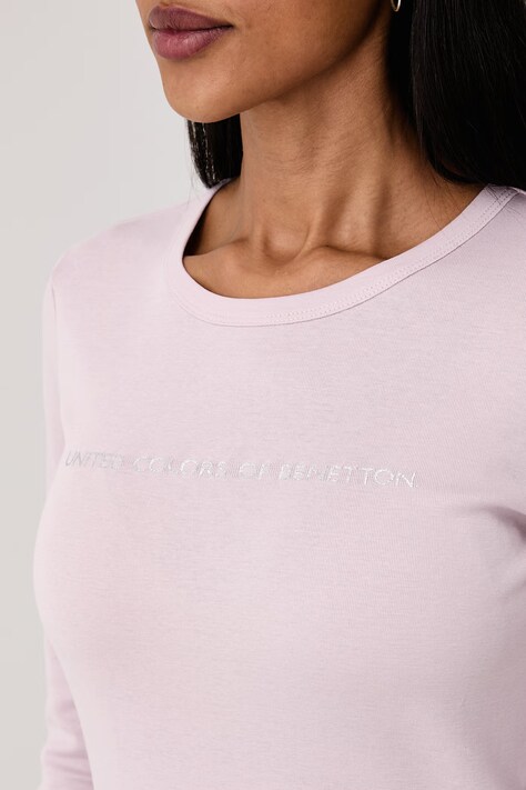 United Colors of Benetton Longsleeve damski bawełniany różowy 3GA8E16G0