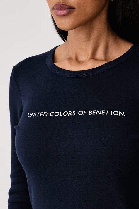 United Colors of Benetton Longsleeve damski bawełniany granatowy 3GA8E16G0