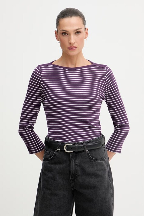 United Colors of Benetton longsleeve damski bawełniany fioletowy 339PD10C4