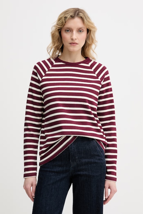 United Colors of Benetton longsleeve damski bawełniany bordowy 3PNUD10C5