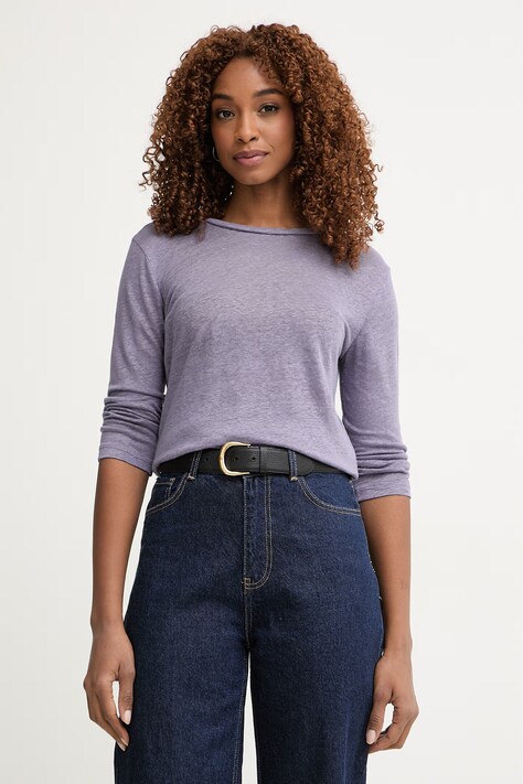 United Colors of Benetton longsleeve damski bawełniany fioletowy 3TKEE1008