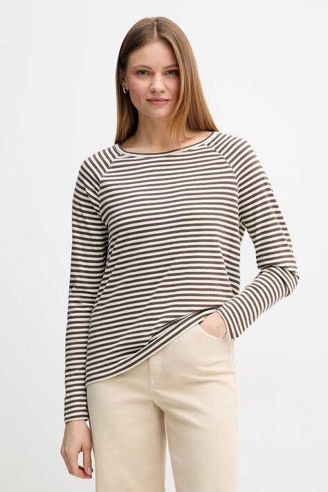 Marc O'Polo longsleeve bawełniany kolor brązowy 5000008121