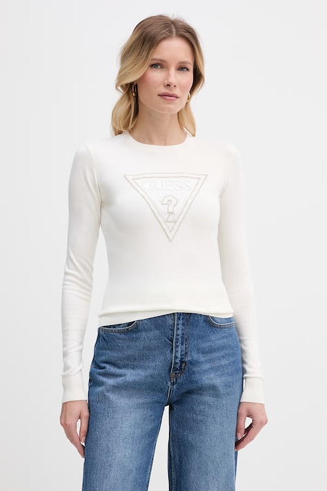 Guess sweter damski z wiskozy MACIE beżowy W6GR19 Z0608