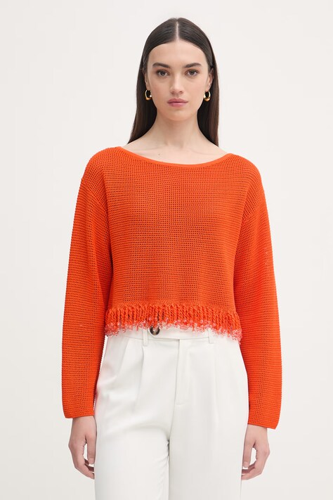 Patrizia Pepe sweter damski bawełniany pomarańczowy 2K0384 K337