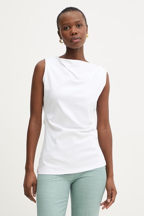 BOSS top damski bawełniany Emiaka biały 50558899