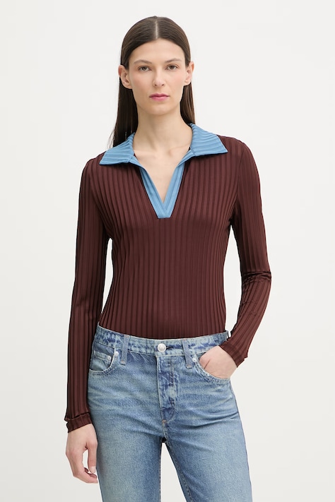 rag & bone лонгслив женский из вискозы Luca коричневый RE1F25HT1VW