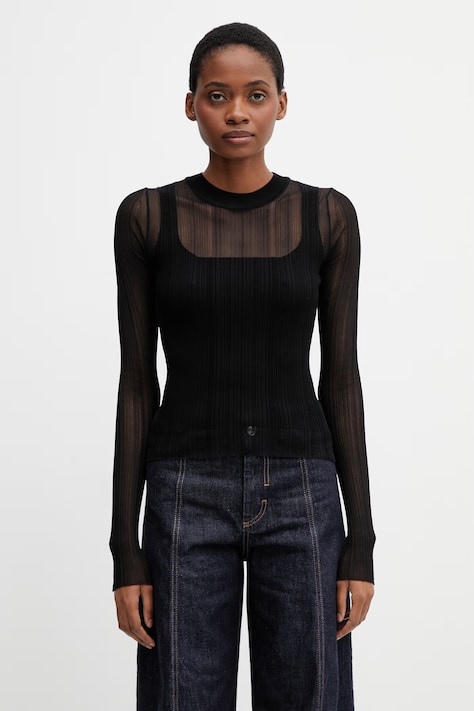 Sportmax Spxbuono bluzka damska z wiskozą gładka czarna 2612361071600