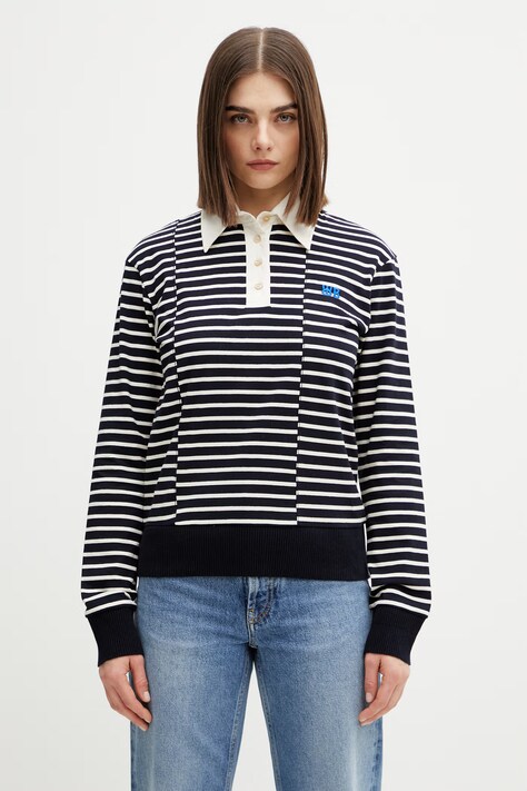 Wales Bonner longsleeve damski bawełniany Reflect granatowy WS26JE18.JE02.591