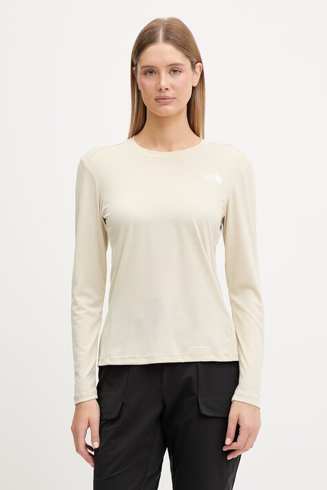 The North Face longsleeve sportowy damski Shadow beżowy NF0A8E1EDOM1