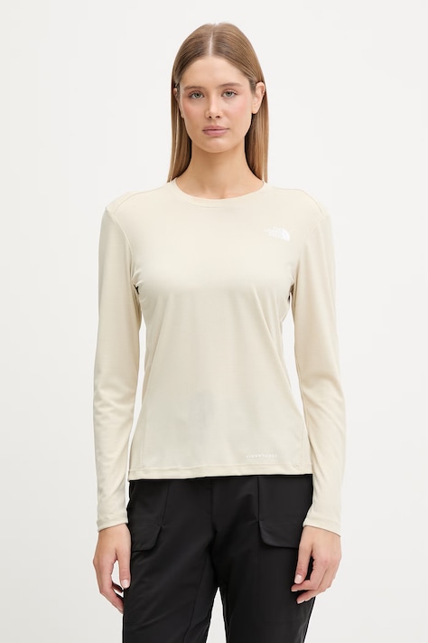 The North Face longsleeve sportowy damski Shadow beżowy NF0A8E1EDOM1