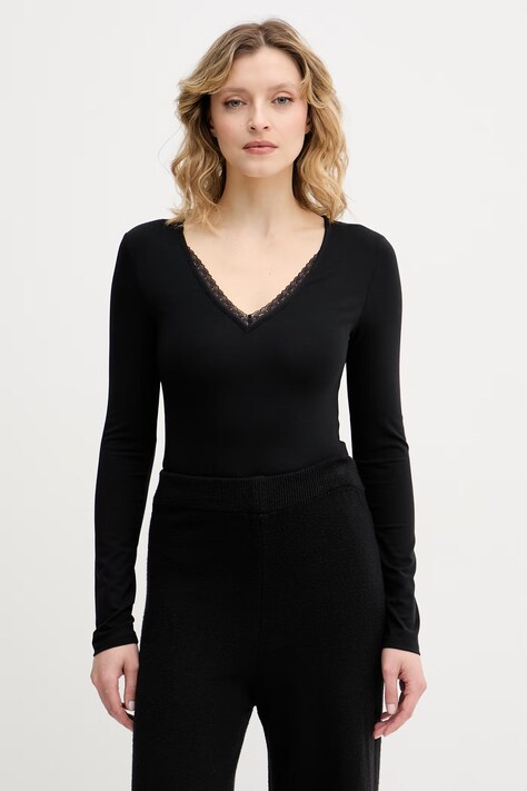 Chantelle body damskie z bawełną Romance czarne C10YT0