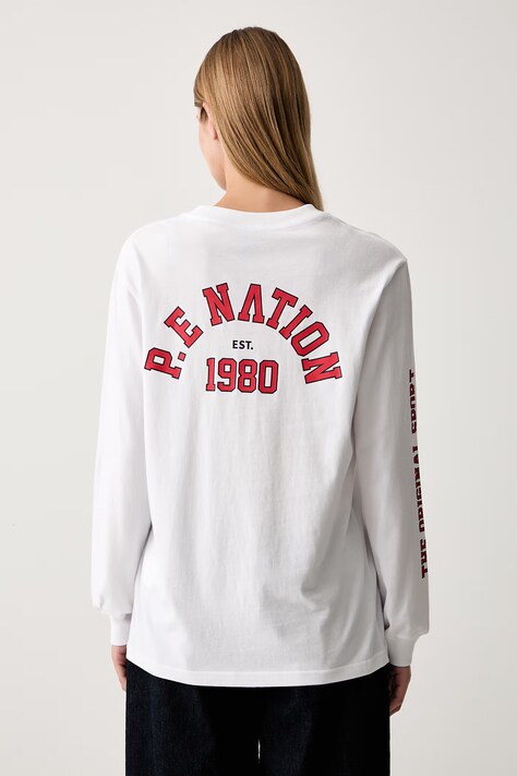 P.E Nation longsleeve damski bawełniany biały 262L139