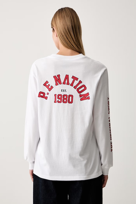 P.E Nation longsleeve damski bawełniany biały 262L139