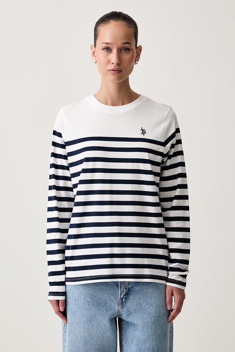 U.S. Polo Assn. longsleeve damski bawełniany Stripe LS biały WUP1067