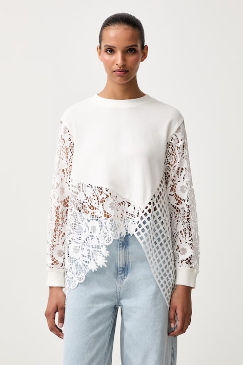 AllSaints bluză pentru femei din bumbac cu elastan MALORIE LS TOP albă simplă W093JE