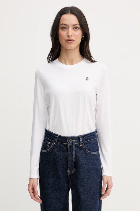 U.S. Polo Assn. longsleeve damski bawełniany biały WUP0785