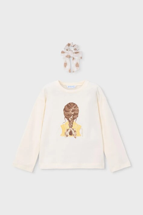 Παιδικό βαμβακερό μακρυμάνικο Mayoral χρώμα: μπεζ, 3020