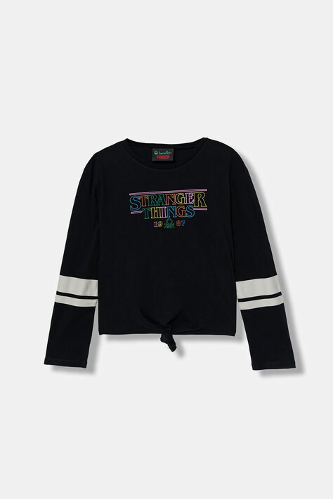 United Colors of Benetton longsleeve bawełniany dziecięcy kolor czarny 36UVC10R1