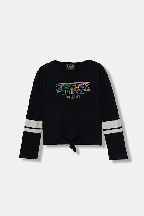 United Colors of Benetton longsleeve bawełniany dziecięcy kolor czarny 36UVC10R1