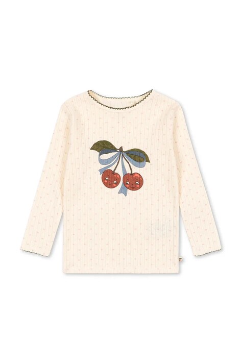 Konges Sløjd longsleeve bawełniany dziecięcy MINNIE BLOUSE GOTS kolor beżowy KS105001