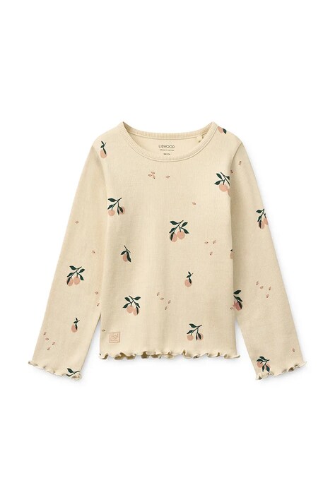 Liewood longsleeve dziecięcy Nieve Printed Longsleeve Rib T-shirt kolor beżowy LW20679