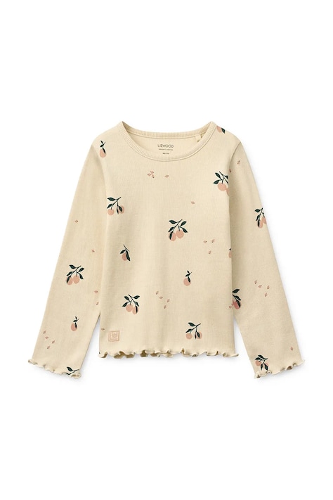 Detské tričko s dlhým rukávom Liewood Nieve Printed Longsleeve Rib T-shirt béžová farba, LW20679