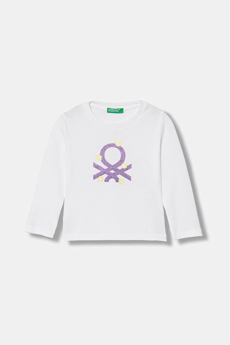 United Colors of Benetton longsleeve bawełniany dziecięcy kolor biały 3I9WG10LT