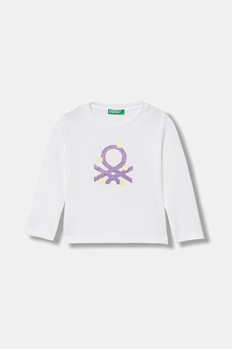 United Colors of Benetton longsleeve bawełniany dziecięcy kolor biały 3I9WG10LT