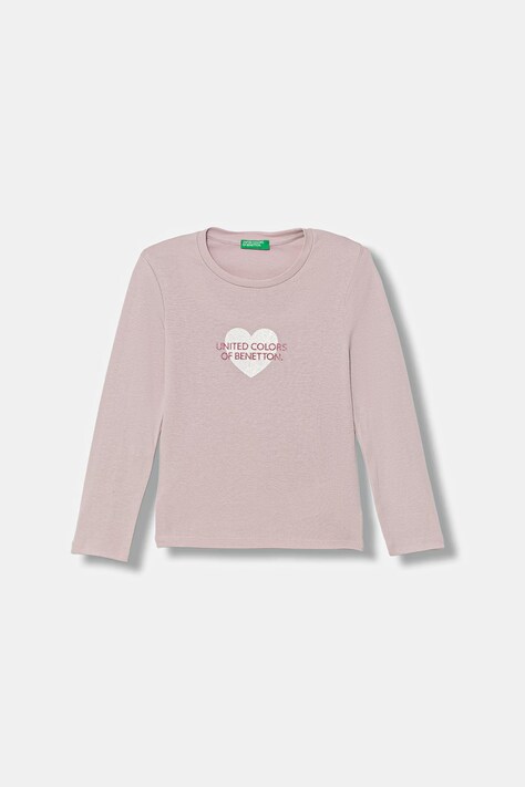 United Colors of Benetton longsleeve bawełniany dziecięcy kolor różowy 3I9WG10LT