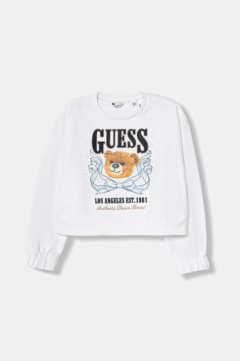 Guess bluza bawełniana dziecięca kolor biały z aplikacją J6GQ00 KA6R4