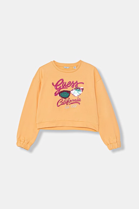 Guess bluza bawełniana dziecięca kolor pomarańczowy z aplikacją J6GQ00 KA6R4