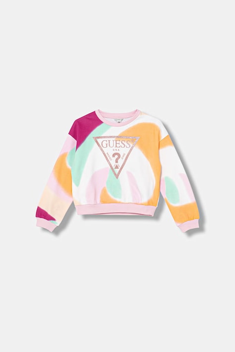 Guess bluza bawełniana dziecięca kolor różowy wzorzysta J6GQ01 KA6R4