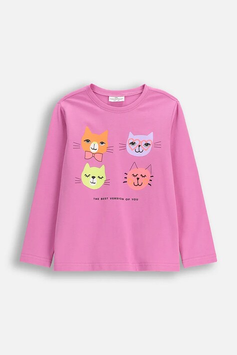Coccodrillo longsleeve dziecięcy kolor różowy EVERYDAY GIRL