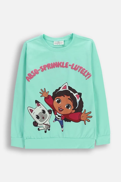 Coccodrillo tričko s dlhým rukávom detské s bavlnou tyrkysové LICENCE GIRL