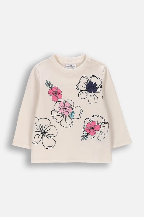 Coccodrillo Tričko s dlhým rukávom detské s bavlnou béžové FANTASY SPRING GIRL NEWBORN