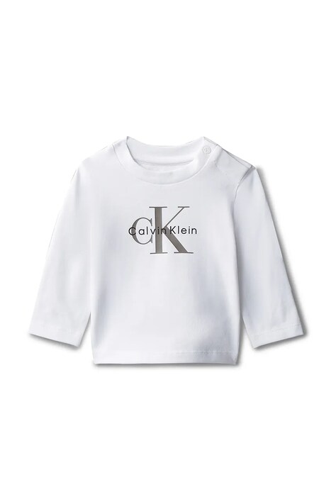 Calvin Klein Jeans longsleeve dziecięcy kolor biały z nadrukiem IN0IN00335
