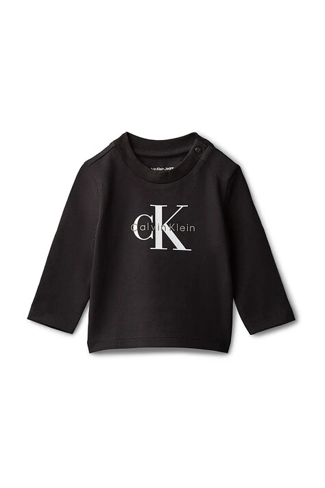 Calvin Klein Jeans longsleeve dziecięcy kolor czarny z nadrukiem IN0IN00335
