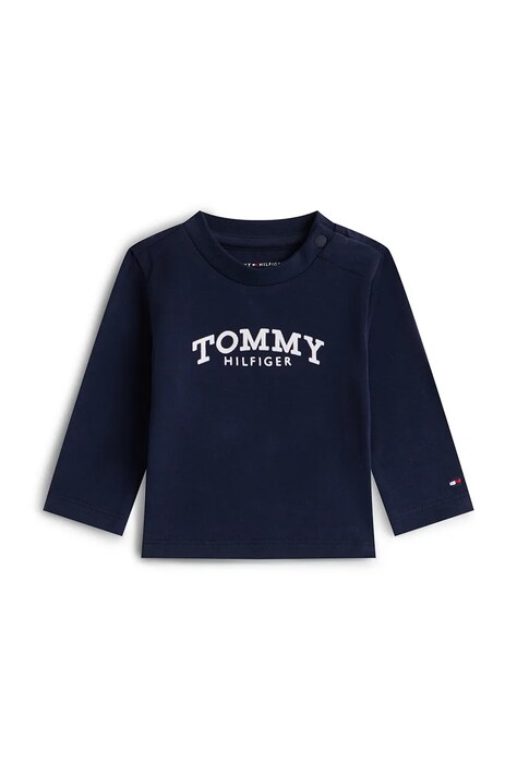 Tommy Hilfiger longsleeve niemowlęcy kolor granatowy z aplikacją KN0KN02147