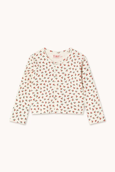 Дитячий лонгслів Tinycottons TINY ROSES RIB KIDS JACKET — SS26-BUK006, білий — фото 2