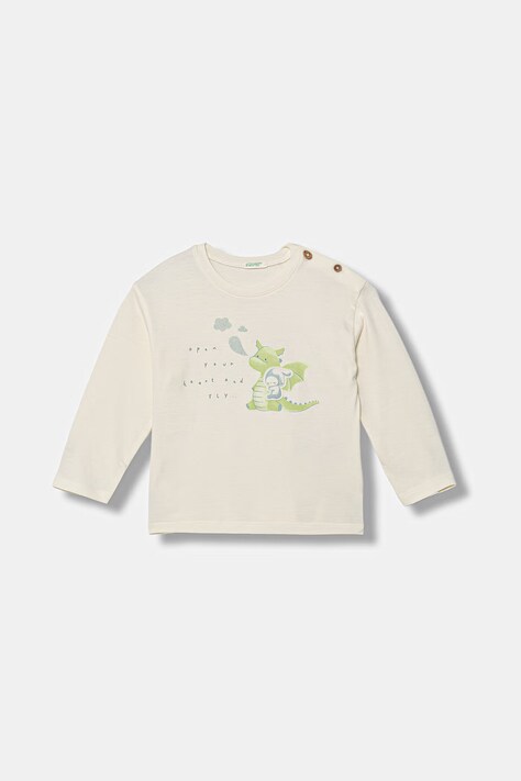 United Colors of Benetton longsleeve dziecięcy bawełniany beżowy 3I1XA106Z