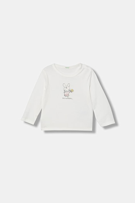 United Colors of Benetton longsleeve dziecięcy bawełniany biały 3I9WA106W