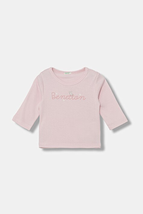 United Colors of Benetton longsleeve dziecięcy bawełniany różowy 3I9WA106W
