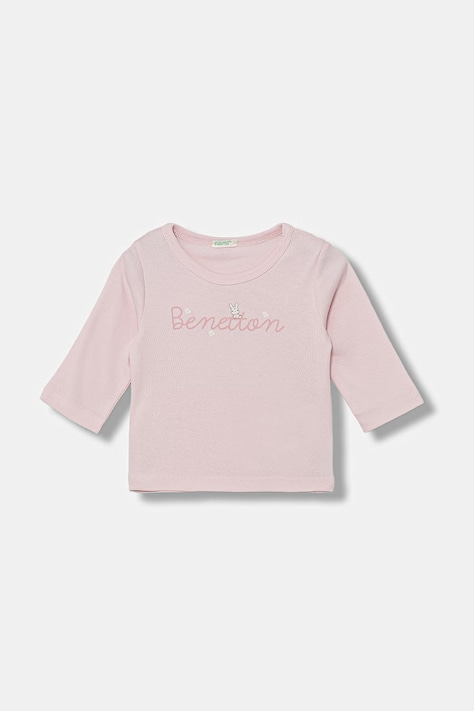United Colors of Benetton longsleeve dziecięcy bawełniany różowy 3I9WA106W
