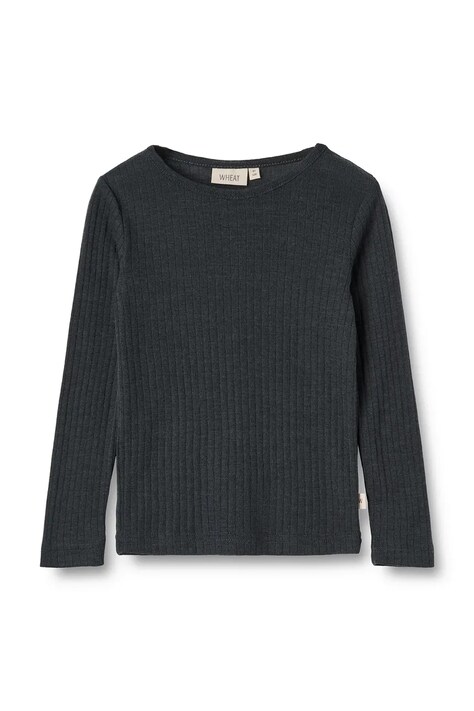 Wheat longsleeve z dodatkiem wełny dziecięcy kolor granatowy gładki 2157k-781
