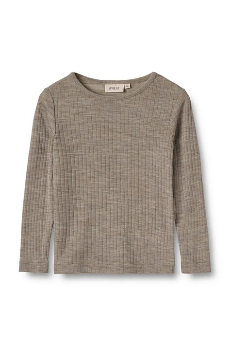 Wheat longsleeve z dodatkiem wełny dziecięcy kolor beżowy gładki 2157k-781