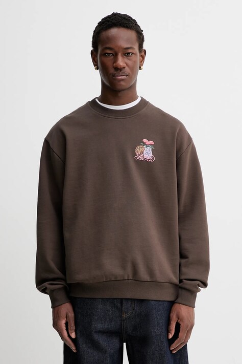 Les Deux bluza bawełniana Cole męska kolor brązowy z nadrukiem 1001107