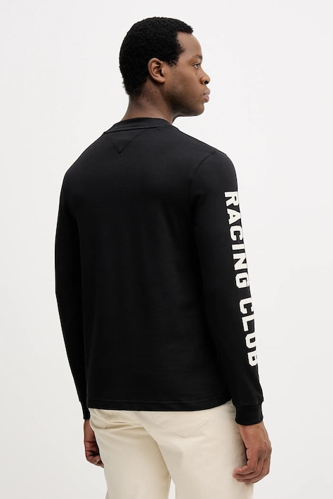 Tommy Hilfiger longsleeve bawełniany kolor czarny z nadrukiem MW0MW41467